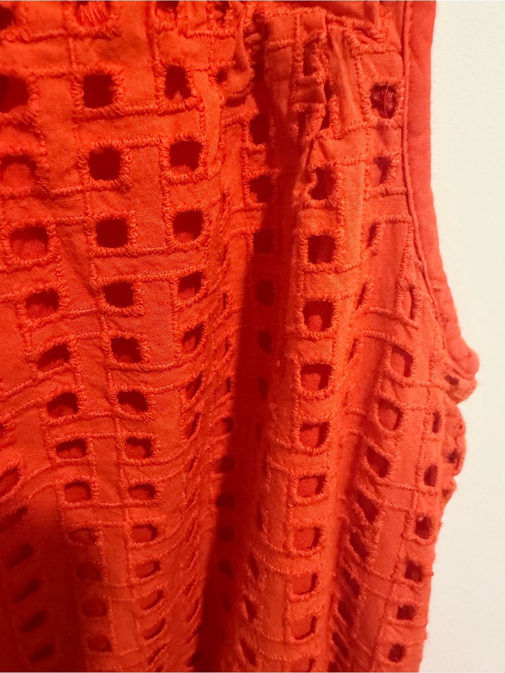 J.Crew Eyelet Midi Dress Orange Sleeveless Tie Waist Size 10T - Picture 3 of 5